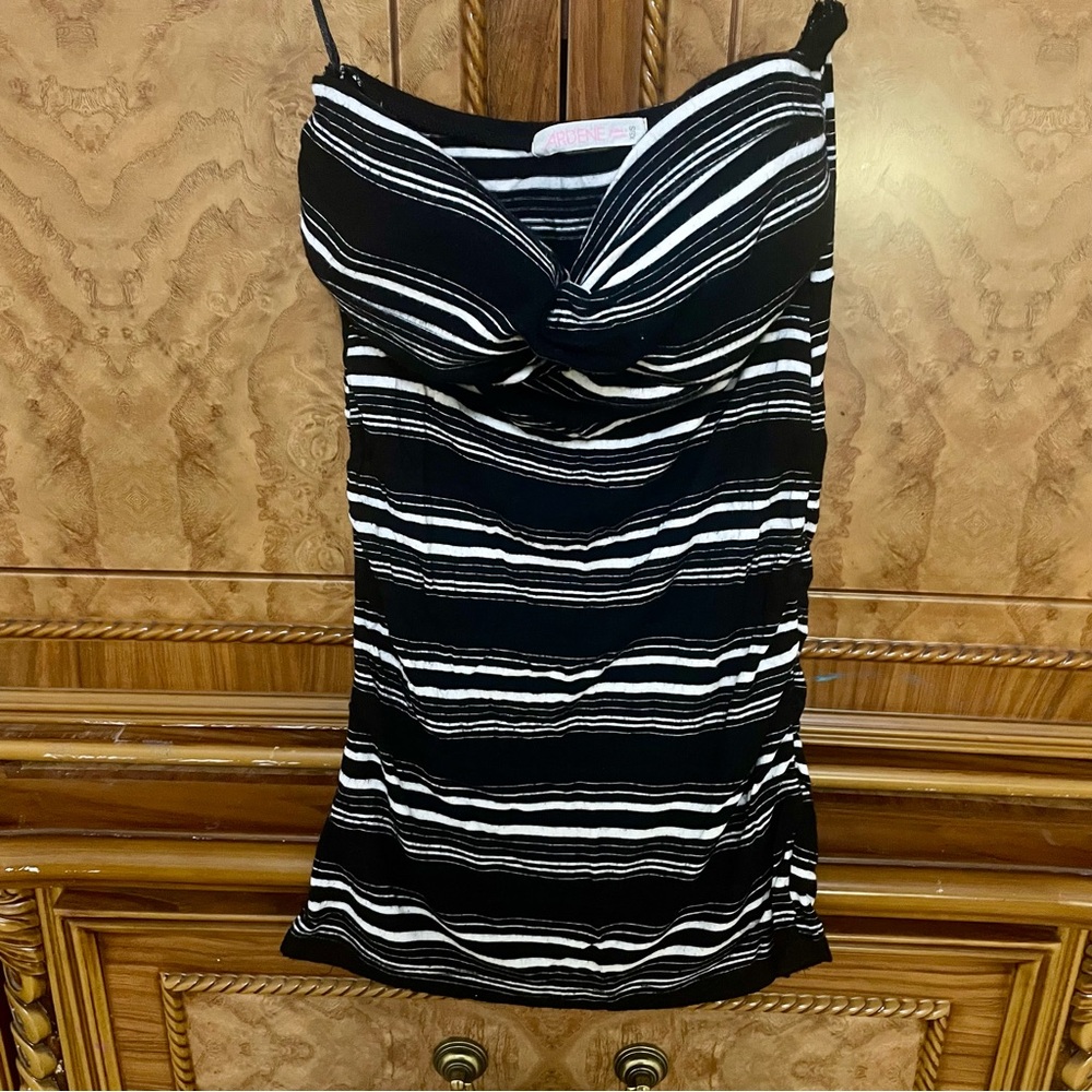 Ardene Strapless Black and White Striped Top
